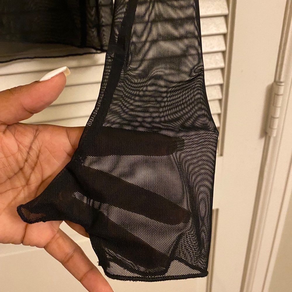 Mesh mock turtleneck